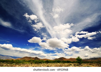 A Dramatic Blue Sky In The California Desert.