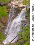 Dramatic Brandywine Falls Appearing Through the Forest in Cuyahoga Valley National Park in Ohio