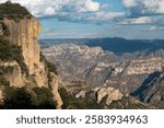 Dramatic cliffs and canyon vistas stretch into the distance at Copper Canyon (Barrancas del Cobre) in Mexico