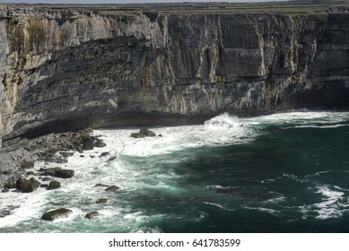 Dramatic Cliffs Of Inis Mor Coastline.