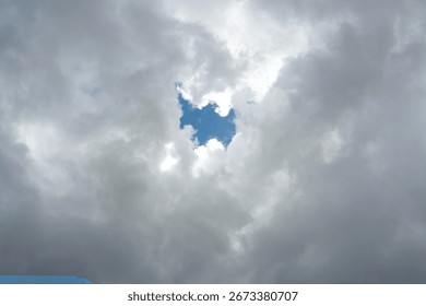 Dramatic Cloud Formation with Blue Sky Hole