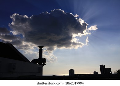Dramatic cloud sky over the downtown