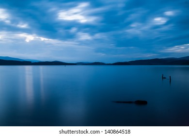 Dramatic clouds above lake