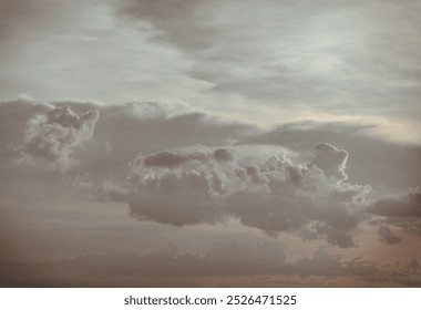 Dramatic clouds with blue sky background before sunset. The softness of the clouds and the brightness of the sky. Concept idea of Imaginative clouds and sky, Nature abstract composition, Copy space.