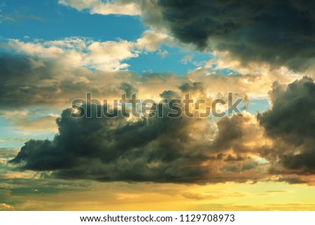 Dramatic clouds in the evening sky