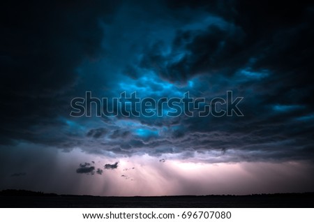 Dramatic clouds and lightning during a summer thunderstorm. Tartu, Estonia.