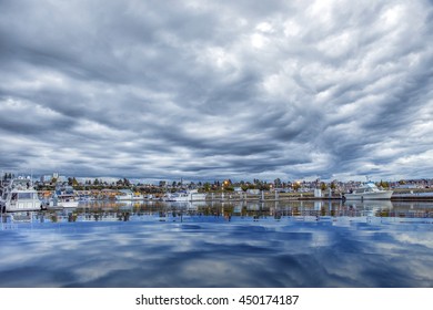 Dramatic Clouds Over The Everett Marina