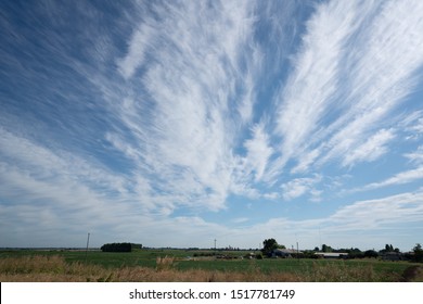 Dramatic clouds over a green pasture in California. Great for Sky replacement use