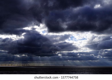 Dramatic clouds over the ocean.