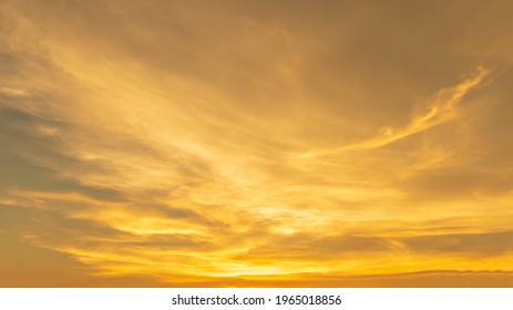 Dramatic clouds and sky like heaven view at sunset time. with gold or golden light tone.