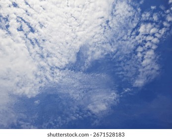 Dramatic clouds with soft blue sky in sunny day, aesthetics nature landscape background