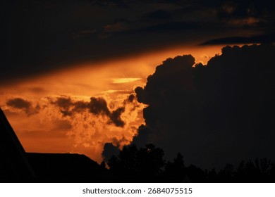 Dramatic Clouds at Sunset before Storm