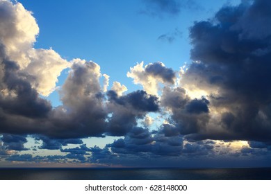 Dramatic cloudscape above the evening Adriatic sea.