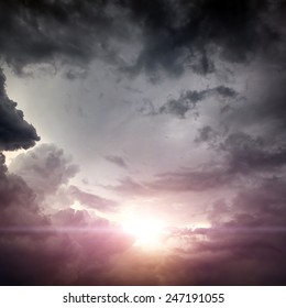 Dramatic Cloudscape Area with Ray of Light