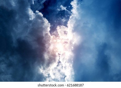 Dramatic Cloudscape Area with Ray of the Light