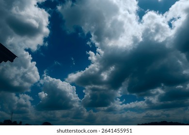 Dramatic Cloudscape with Deep Blue Sky