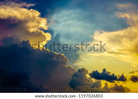 Dramatic cloudscape on a summer evening, for background with motifs of weather, turmoil, transition