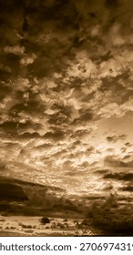 Dramatic Cloudscape Panorama in Sepia Toned Color