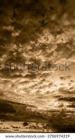 Dramatic Cloudscape Panorama in Sepia Toned Color
