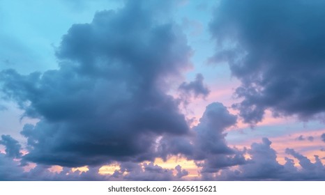 Dramatic Cloudscape with Pastel Sunset Colors in the Sky