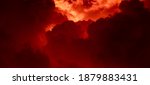 Dramatic cloudscape. Sky background with red clouds