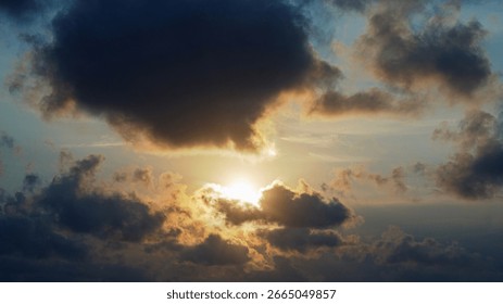 Dramatic Cloudscape at Sunset, beautiful bright clouds background, summer concept.