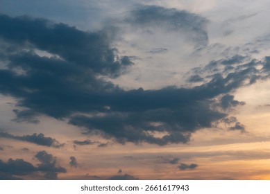 Dramatic Cloudscape at Sunset Featuring Colorful Sky and Varied Cloud Formations - Powered by Shutterstock - Get 15% off with code: PIKWIZARD15