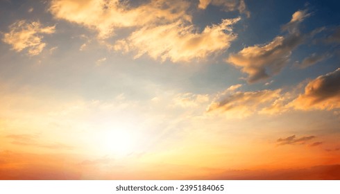 dramatic cloudscape in twilight with sunset
