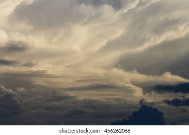 Dramatic cloudscape in twilight with sunset