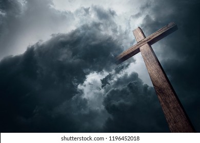 Dramatic Cloudscape And Wooden Cross