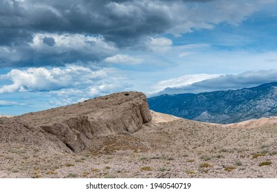 Dramatic Cloudy Sky Over Arid Landscape  Rocky Terrain, Beauty In Nature, No People, Background, Landscape  Island Pag, Croatia 