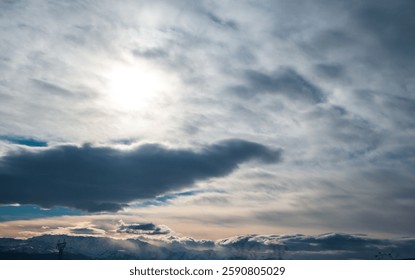 dramatic cloudy sky with sunset
