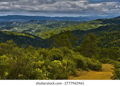 Dramatic Cloudy Vista Over Rolling Green Hills