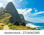 Dramatic Coastal Cliffs and Remote Path on Santo Antão Island, Cape Verde