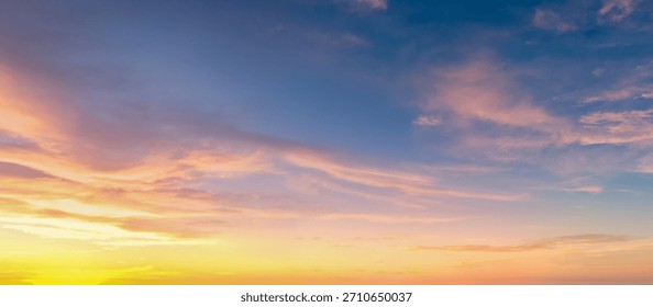 Dramatic Colorful Cloudscape Sky. Nature Background Sunset or Sunrise Twilight