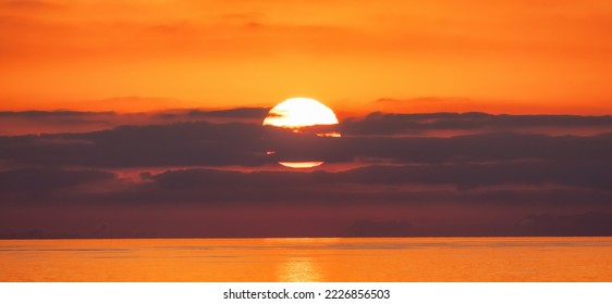 Dramatic Colorful Sunrise Sky over Tyrrhenian Sea. Abstract Red Sky. Cloudscape Nature Background. - Shutterstock ID 2226856503
