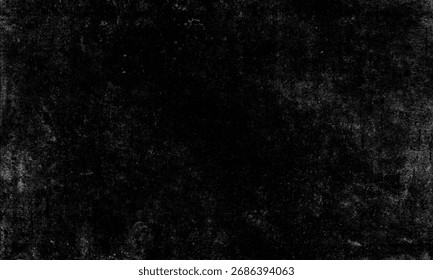 A dramatic, dark, and abstract background texture featuring a black surface heavily overlaid with white dust, scratches, and grain, ideal as a subtle grunge or distressed overlay.