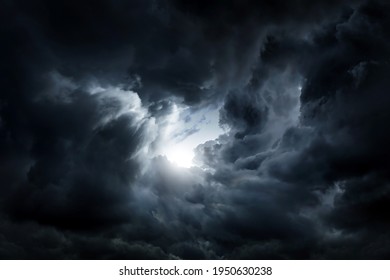 Dramatic Dark Clouds before Thunder Storm and Rain