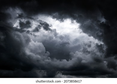 Dramatic Dark Clouds before Thunder Storm and Rain