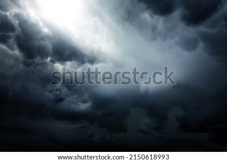 Dramatic Dark Rain Clouds before Thunder Storm for Background