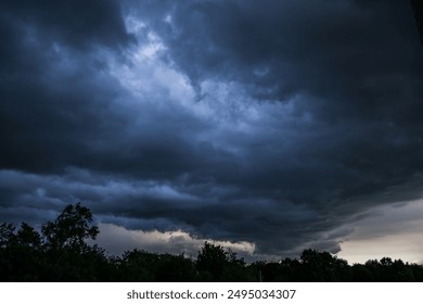 Dramatic dark sky with stormy clouds