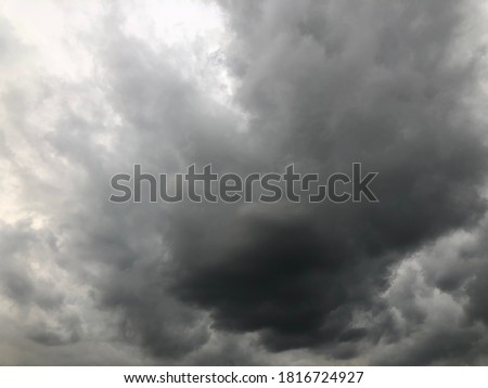 Dramatic dusk dark cloudy on rainy sky. Overcast sky atmosphere before to rain. Natural clouds sky background. Mystery with natural weather change. Cloudy sky.