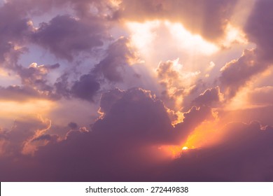 Dramatic Evening Sky with sun at twilight - Shutterstock ID 272449838