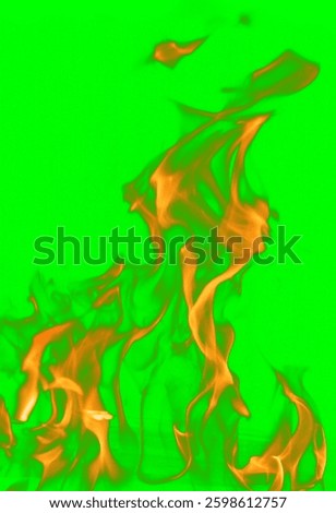 Dramatic Fire Flames Over A Green Screen.