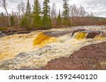 Dramatic Flood Waters in the Spring at Tempereance River State Park in Minnesota