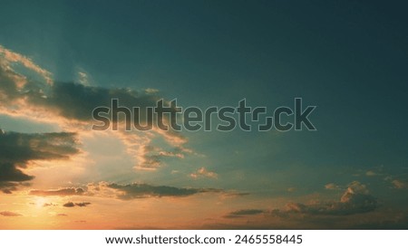 Dramatic Fluffy Clouds. Sky With Glowing Pink And Golden Clouds After Storm. Sky Replacement.