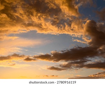 Dramatic Golden Cloudscape Blue Sky Opening