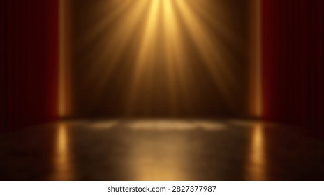 A dramatic golden spotlight illuminates a reflective surface, creating a sense of luxury and focus against a dark, textured background.