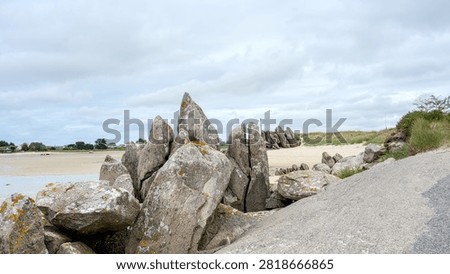 Dramatic granite rock formations along the rugged coast of Brittany 