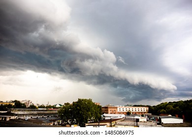 Dramatic Gray Stormy Sky With A Big Cloud Over The City